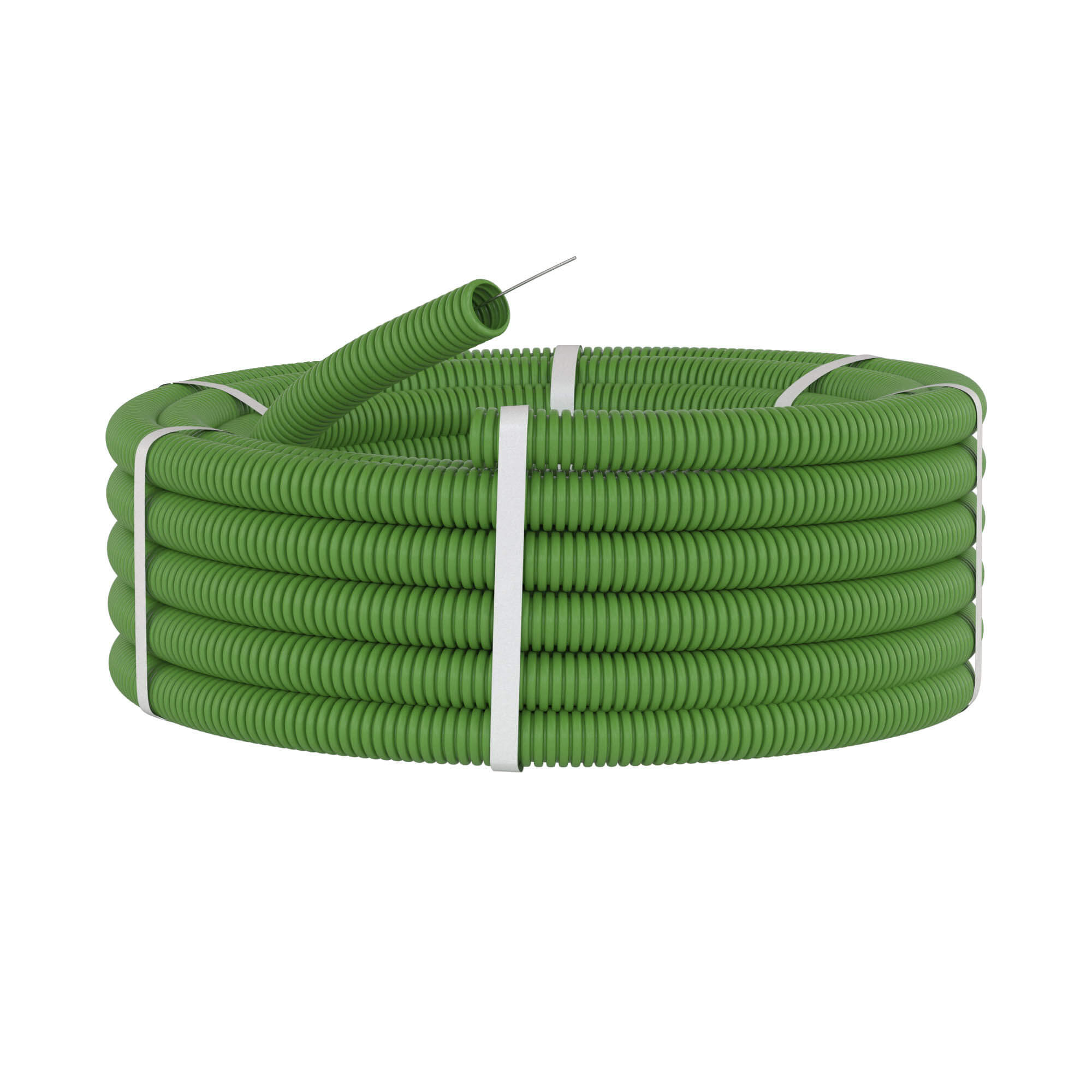 Труба ПВХ гибкая гофр. д.20мм, лёгкая с протяжкой, 100м, цвет зеленый