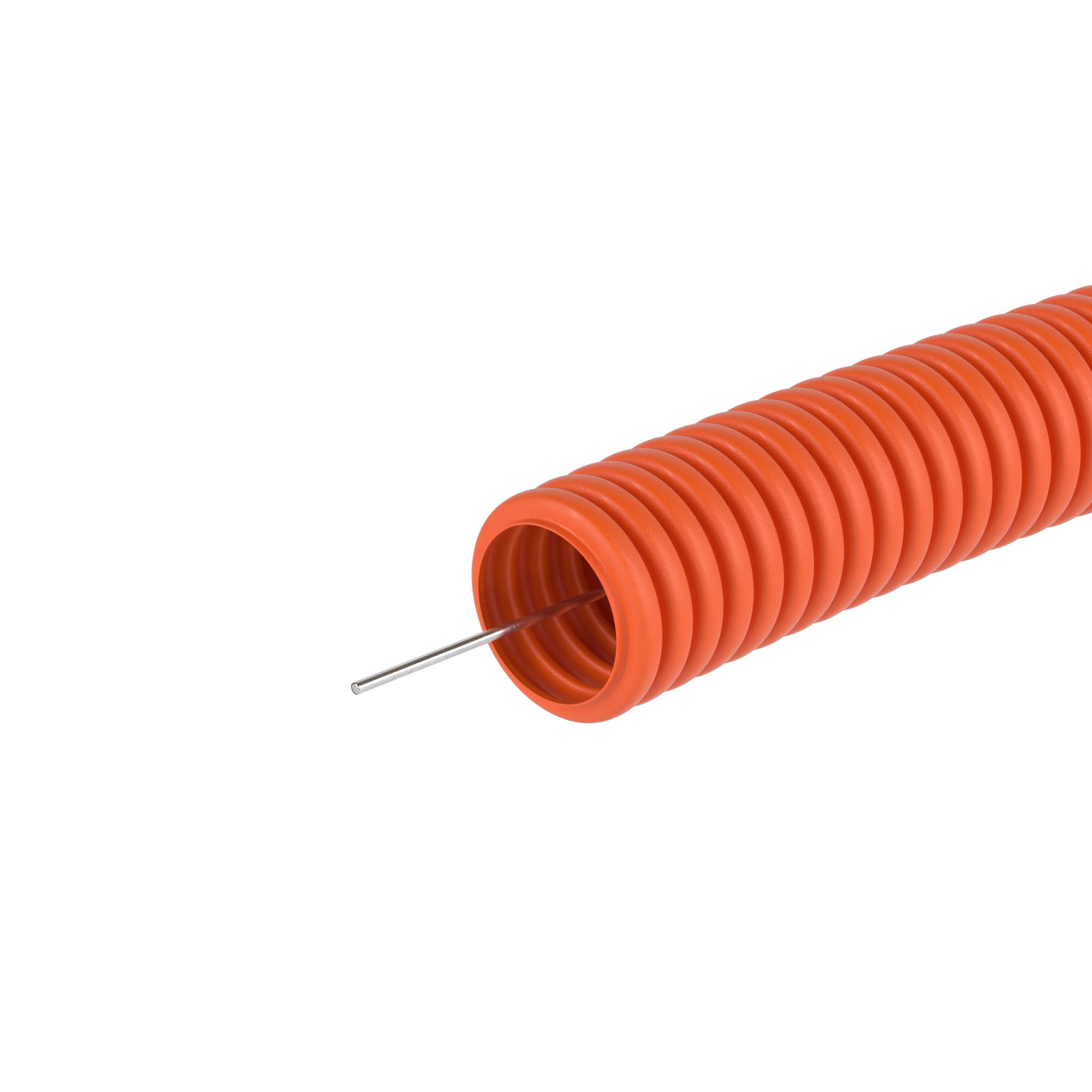 Труба ПНД гибкая гофр. д.16мм, лёгкая с протяжкой, 100м, цвет оранжевый