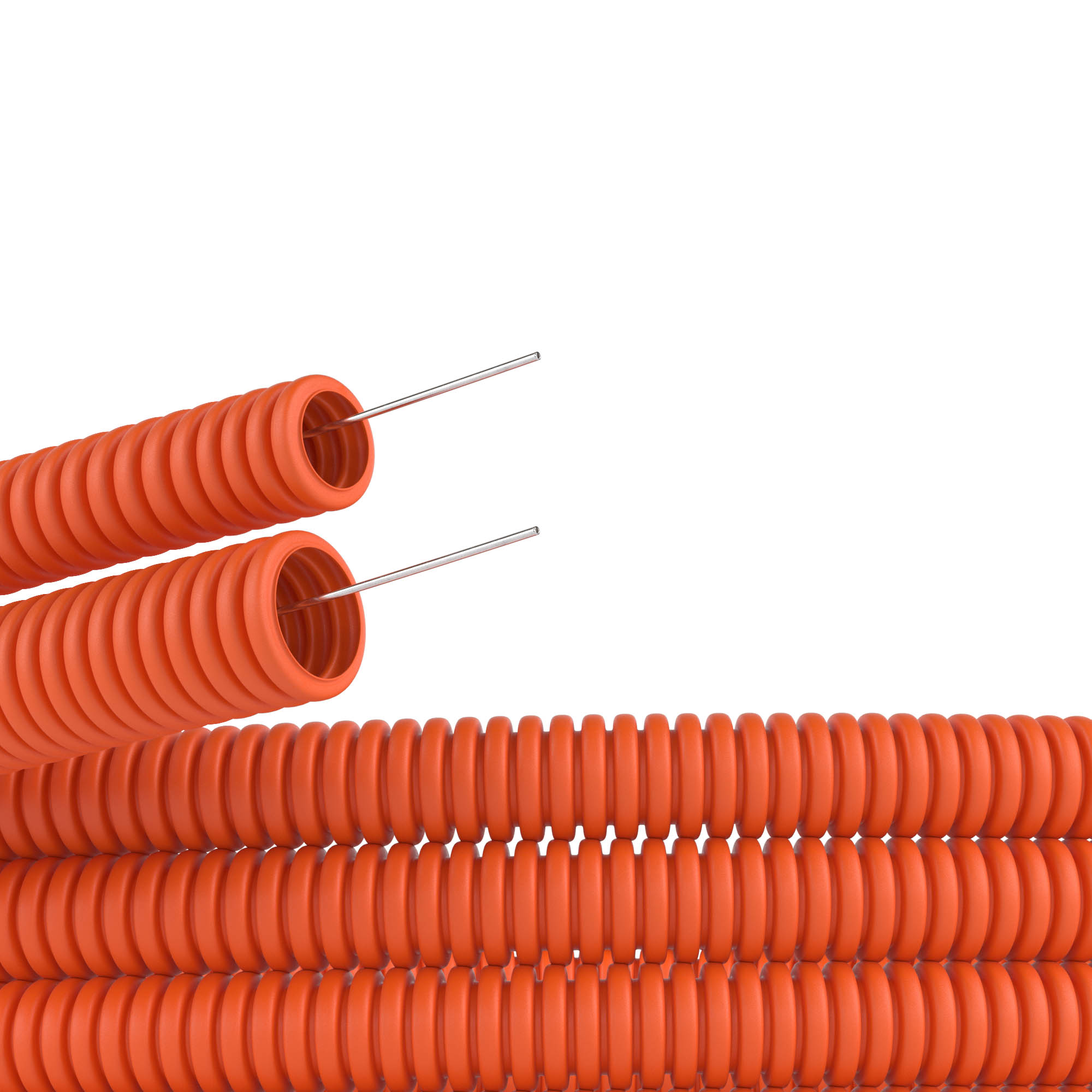 Труба ПНД гибкая гофр. д.16мм, тяжёлая с протяжкой, 100м, цвет оранжевый