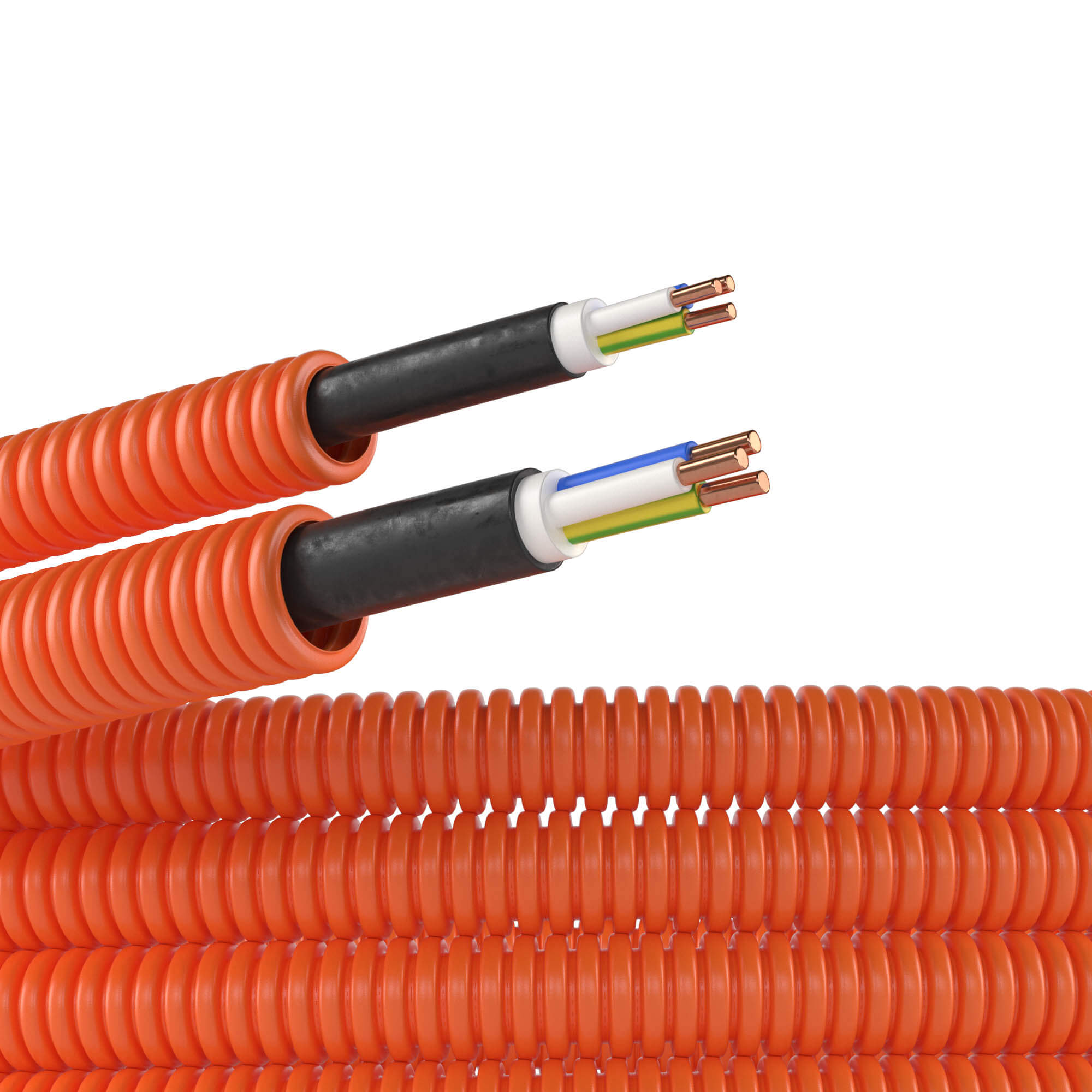 Электротруба ПНД гибкая гофр. д.16мм, цвет оранжевый, с кабелем ВВГнг(А)-LS 3х1,5мм² РЭК "ГОСТ+", 100м