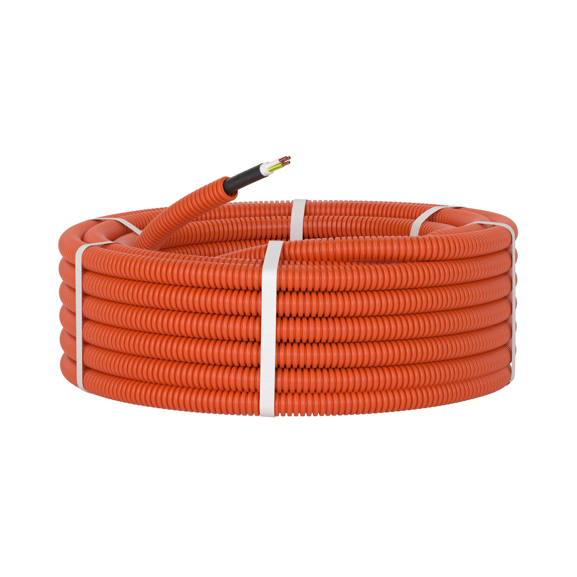 Электротруба ПНД гибкая гофр. д.16мм, цвет оранжевый, с кабелем ВВГнг(А)-LS 3х1,5мм² РЭК 