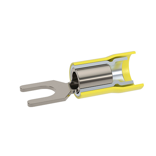 Наконечник вилочный с изолир.фланцем ПВХ, двойная гильза, 4-6 кв.мм М6(д.6,4 мм) (НВИ)
