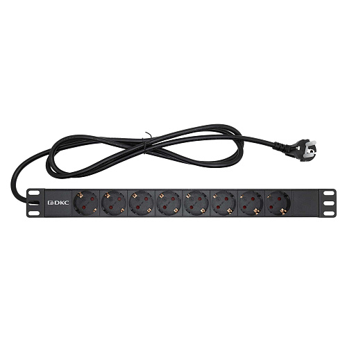 Блок распределения питания (PDU) 19" 16A, Вых:8 Schuko, Вх:Schuko