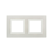 Рамка из натурального стекла 2 поста (4 мод.), Avanti, белая