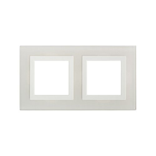 Рамка из натурального стекла 2 поста (4 мод.), Avanti, белая