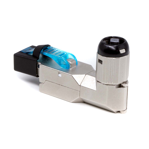 Коннектор полевого монтажа (Tool Less) 8P8C CAT 6A экранированный, с поворотным хвостовиком 45°