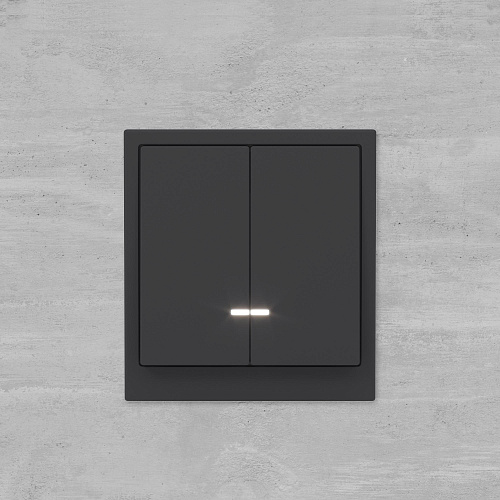Выключатель двухклавишный с подсветкой, KANT, черный уголь