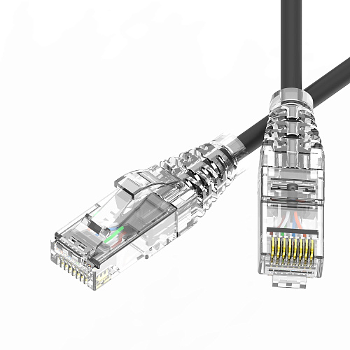 Патч-корд неэкранированный SLIM CAT6 U/UTP 4х2, 28 AWG, LSZH, чёрный, 2м