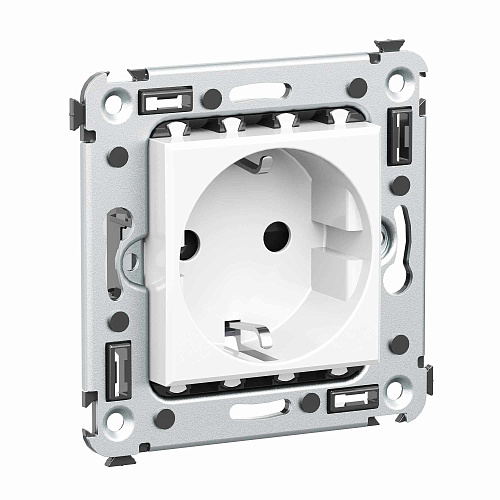 Розетка в стену, 2P+E, с з/ш, Avanti, белое облако