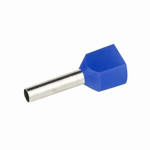 Наконечник-гильза двойная с изолир.фланцем для жилы сечением 16 кв.мм, длина контактной части 14мм, синий (НШВИ2 16-14)