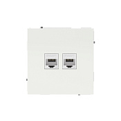 Компьютерная розетка RJ-45 без шторки, кат.5е двойная, KANT, белая магнолия