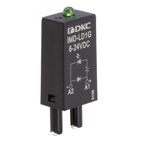 Модуль индикации и защиты, LED зеленый+диод (A1+), 6-24V DC
