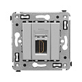 HDMI розетка одинарная в стену, тип А-А, Avanti, закаленная сталь