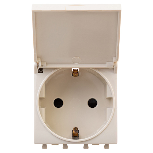 Розетка с крышкой модульная, 2P+E, с з/ш, Avanti, ванильная дымка, 2 модуля