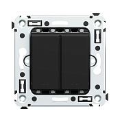 Выключатель двухклавишный в стену, Avanti, черный матовый