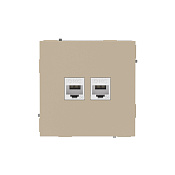Компьютерная розетка RJ-45 без шторки, кат.5е двойная, KANT, ванильный марципан