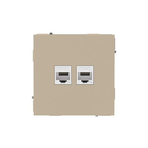 Компьютерная розетка RJ-45 без шторки, кат.5е двойная, KANT, ванильный марципан