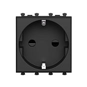Розетка модульная, 2P+E, с з/ш, Avanti, черный матовый, 2 модуля