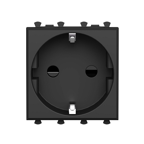 Розетка модульная, 2P+E, с з/ш, Avanti, черный матовый, 2 модуля