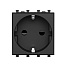Розетка модульная, 2P+E, с з/ш, Avanti, черный матовый, 2 модуля