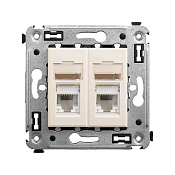 Компьютерная розетка RJ-45 в стену, кат.5e двойная, Avanti, ванильная дымка