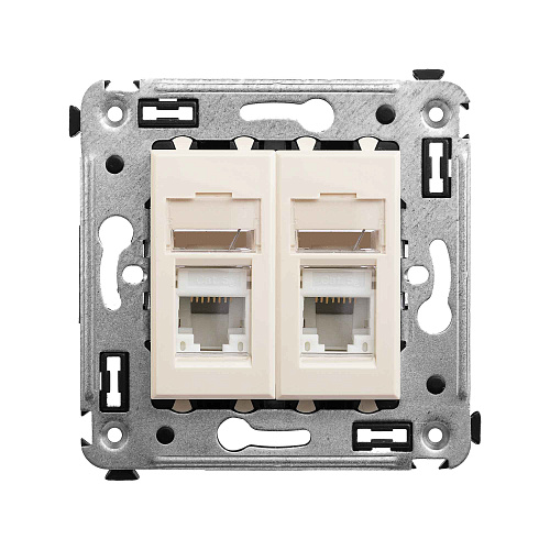 Компьютерная розетка RJ-45 в стену, кат.5e двойная, Avanti, ванильная дымка