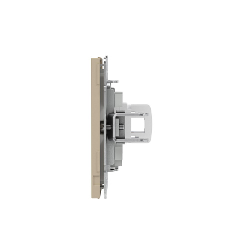 Компьютерная розетка RJ-45 без шторки, кат.6А одинарная,KANT, ванильный марципан
