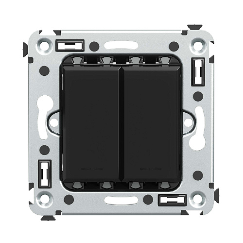 Кнопка двухклавишная в стену, Avanti, черный квадрат