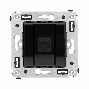 Компьютерная розетка RJ-45 без шторки в стену, кат.6A одинарная, Avanti, черный квадрат
