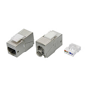 Модуль Кейстоун (Keystone) RJ45 CAT 6A экранированный (STP), 180 градусов, Toolless, серебристый