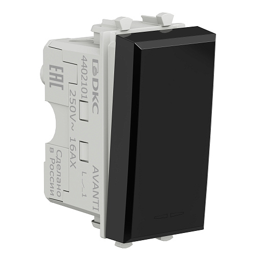 Выключатель модульный, Avanti, черный квадрат, 1 модуль