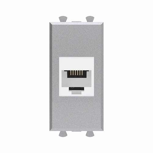 Телефонная розетка RJ-12 без шторки модульная, Avanti, закаленная сталь, 1 модуль