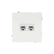 Компьютерная розетка RJ-45 без шторки, кат.6А двойная, KANT, белая магнолия