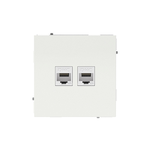 Компьютерная розетка RJ-45 без шторки, кат.6А двойная, KANT, белая магнолия