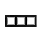 Рамка из натурального стекла 3 поста (6 мод.),  Avanti, черная