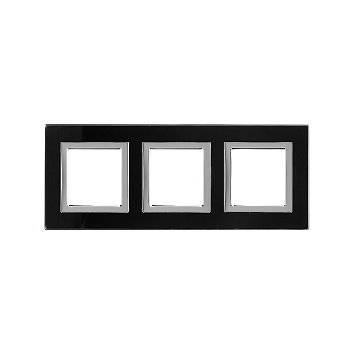 Рамка из натурального стекла 3 поста (6 мод.),  Avanti, черная