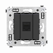 Компьютерная розетка RJ-45 без шторки в стену, кат.6А одинарная, Avanti, черный матовый