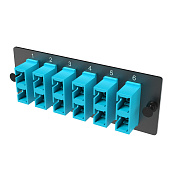 Адаптерная планка с установленными 6xSC Duplex адаптерами (цвет адаптера - бирюзовый)  OM3, 1 HU