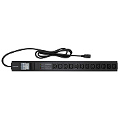 Блок распределения питания (PDU) 0U 10A с автоматом 2P и защитой, Вых:12 С13, Вх:С14