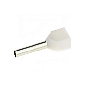 Наконечник-гильза двойная с изолир.фланцем для жилы сечением 0,5 кв.мм, длина контактной части 8мм, белый (НШВИ2 0.5-8)