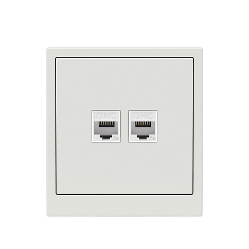 Компьютерная розетка RJ-45 без шторки, кат.5е двойная, KANT, белый песок