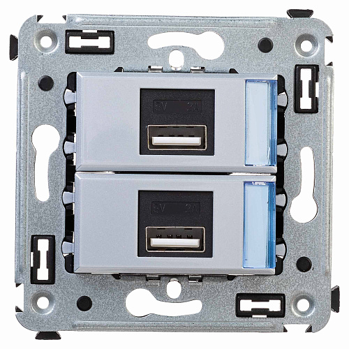 USB зарядное устройство в стену, "Avanti", "Закаленная сталь", 2.1 А