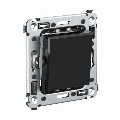 Выключатель одноклавишный в стену, Avanti, черный квадрат