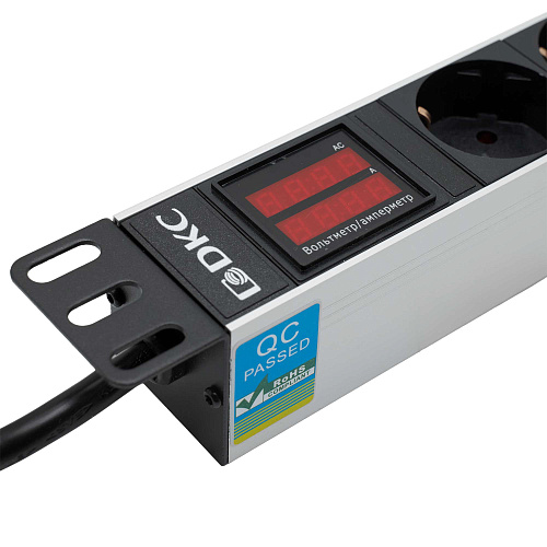 Блок распределения питания (PDU) 19" 16A с индикацией, Вых:8 Schuko, Вх:Schuko