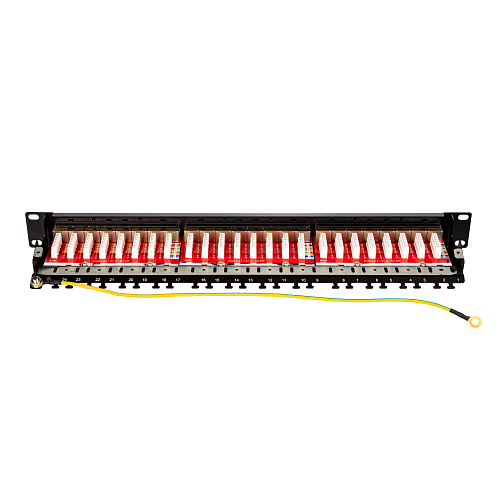 Патч-панель 19", 1U, CAT6A, 24 порта RJ45, экранированная