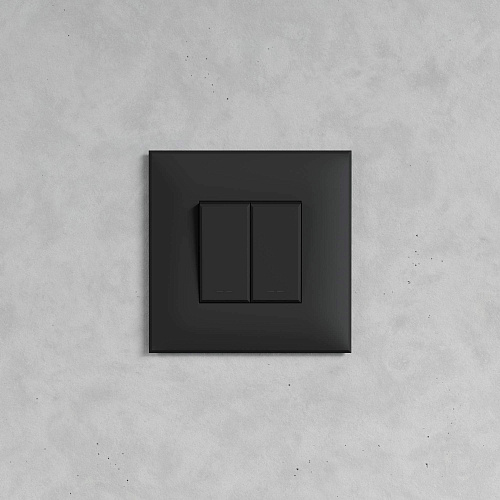 Выключатель двухклавишный в стену, Avanti, черный матовый