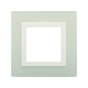 Рамка из натурального стекла 1 пост (2 мод.), Avanti, светло-зеленая