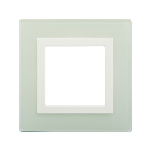 Рамка из натурального стекла 1 пост (2 мод.), Avanti, светло-зеленая