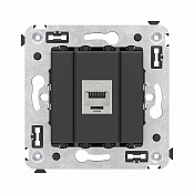 Компьютерная розетка RJ-45 без шторки в стену, кат.6 одинарная экранированная, Avanti, черный матовый