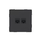 Компьютерная розетка RJ-45 без шторки, кат.5е двойная, KANT, черный уголь